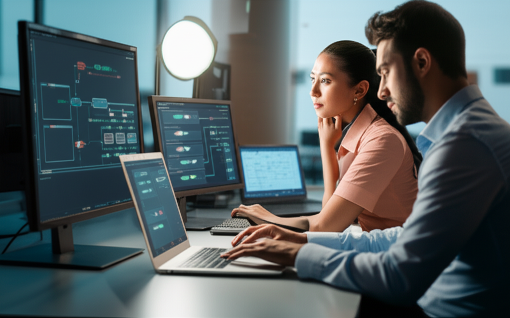 Profesionales colombianos trabajando con automatización